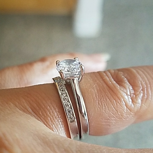 Jewelry | 1ct Solitaire Engagement Ring Wedding Band 2pc Set | Poshmark